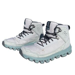 On Running Cloudridge Hiking Boots Shoes Glacier Sea grey blue women’s 7 outdoor